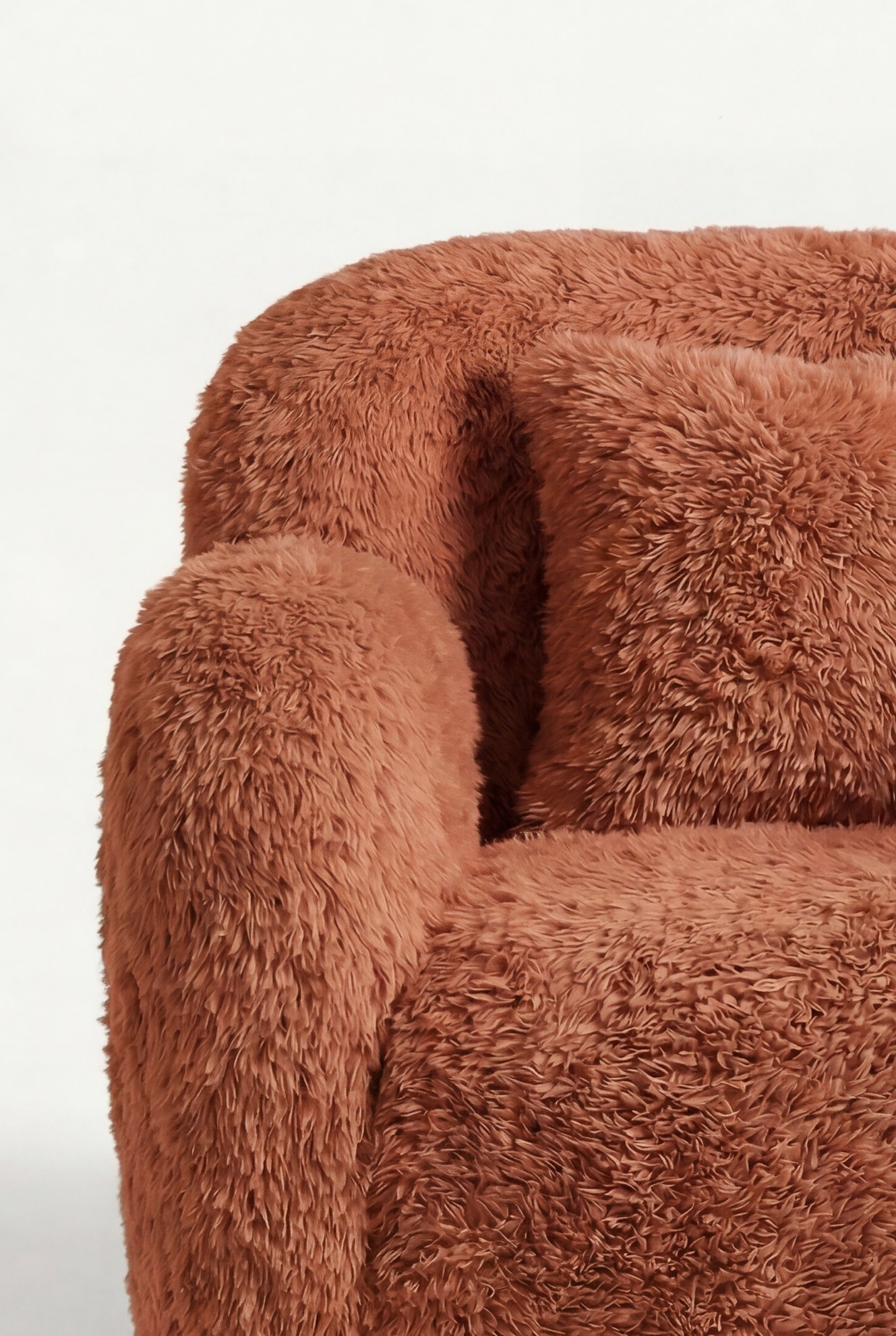 Zurello Orange Fur Lounge Sofa Chair - Image 2