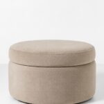 Elira Light Beige Round Storage Pouf (60CMx33CM)