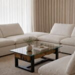 Avelle Railway Wood Coffee Table With Glass Top