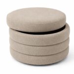 Sevil Light Beige Layered Pouf Ottoman