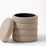 Sevil Light Beige Layers Storage Pouf