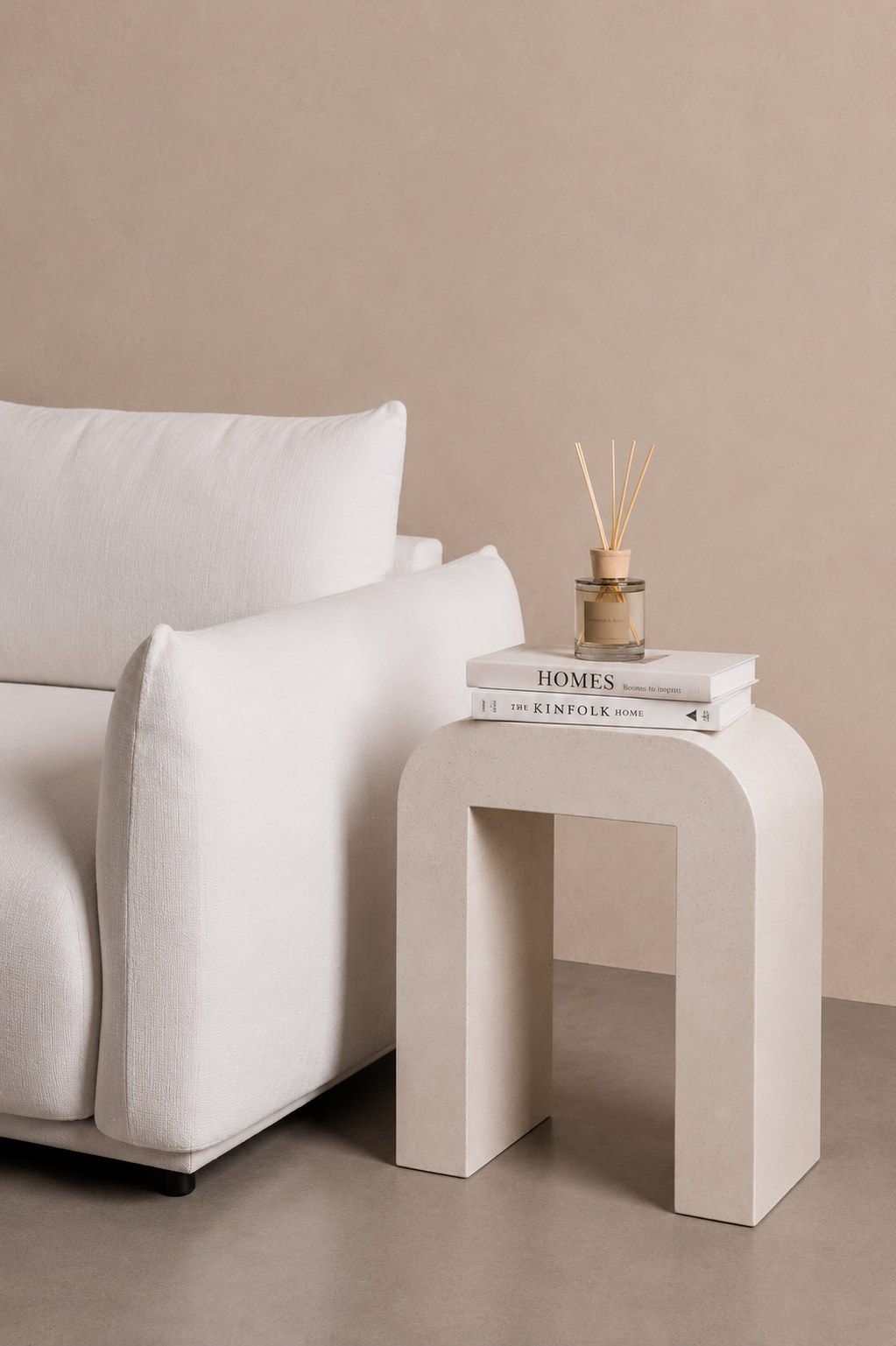Kuzmina Off White Speckled Microconcrete Side Table