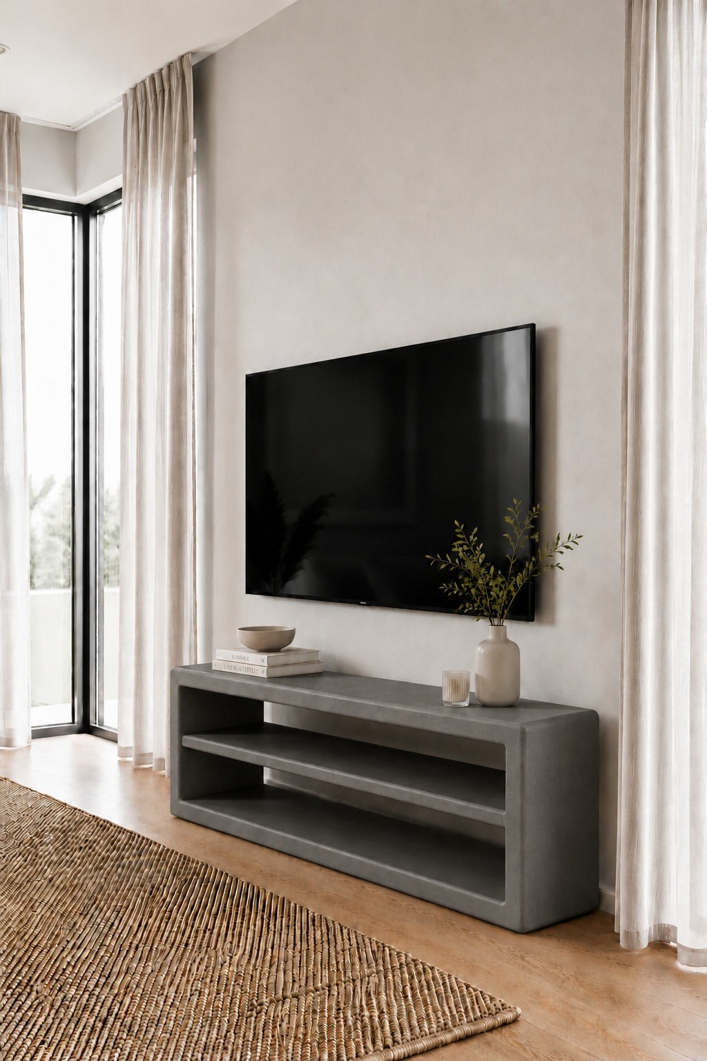 Nysa Ash Grey Microconcrete TV Unit