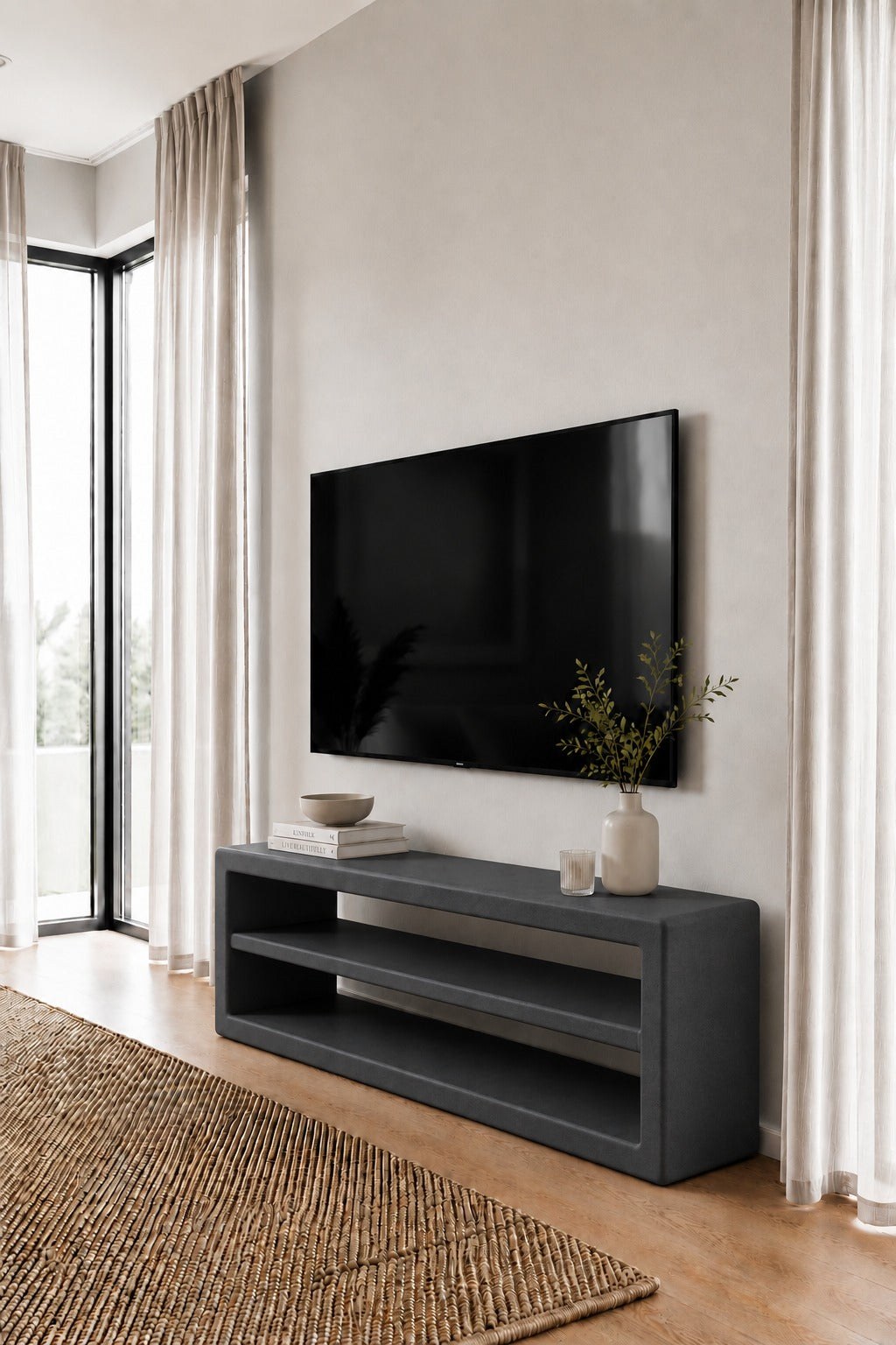 Nysa Midnight Grey Microconcrete TV Unit