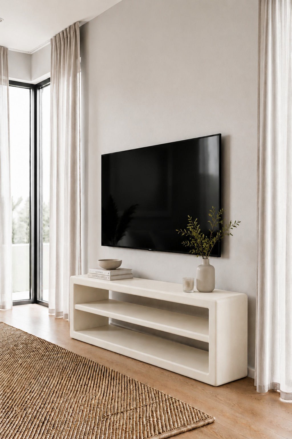 Nysa Off White Microconcrete TV Unit