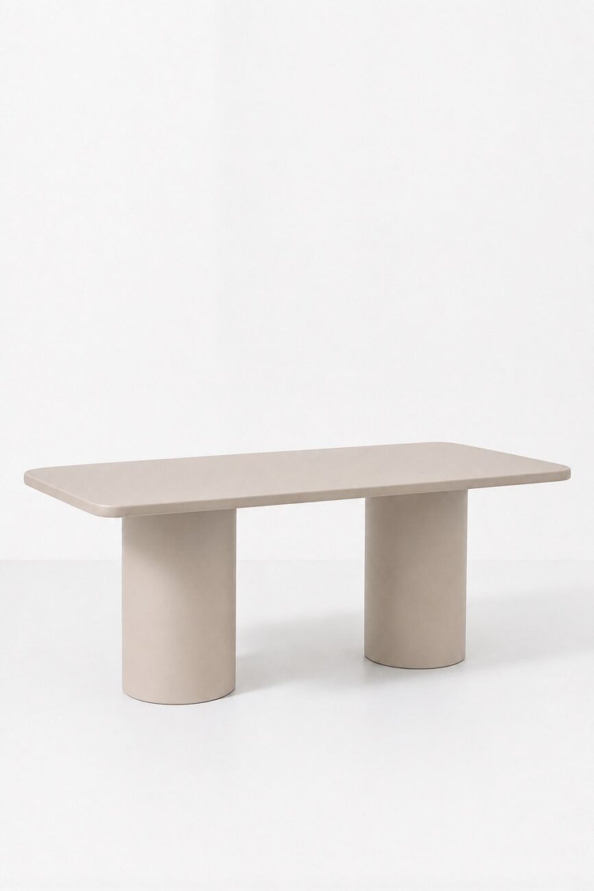 Alara Ivory Cream Microconcrete Dining Table