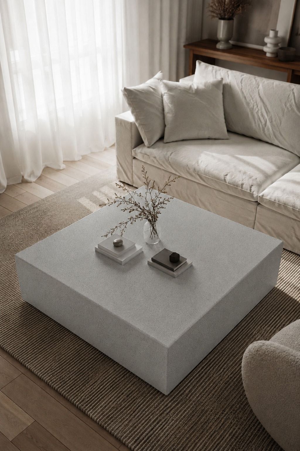 Felicity Ash Grey Speckled Microconcrete Square Coffee Table