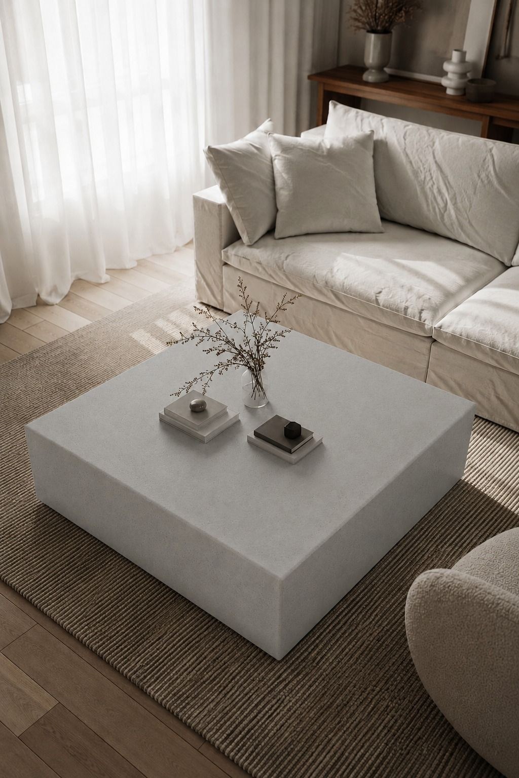 Felicity Light Grey Microconcrete Square Coffee Table