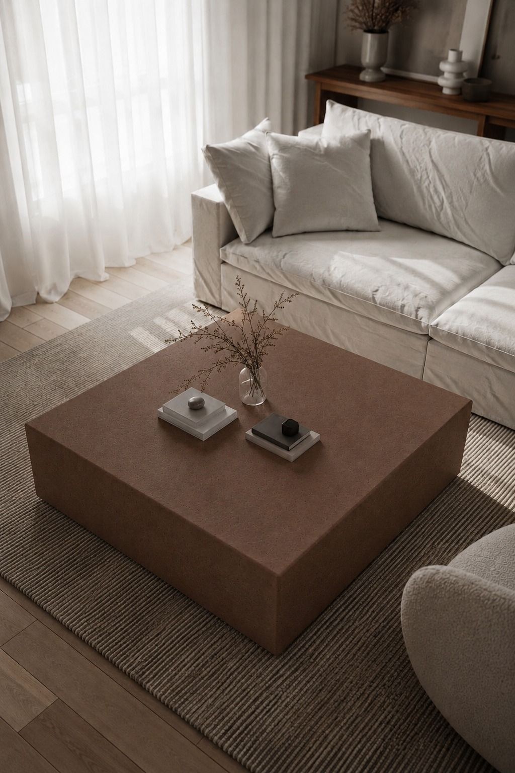 Felicity Mocha Microconcrete Square Coffee Table