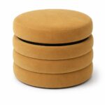 Sevil Mustard Layered Pouf Ottoman