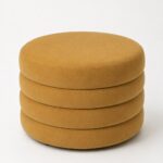 Sevil Mustard Layered Pouf Ottoman