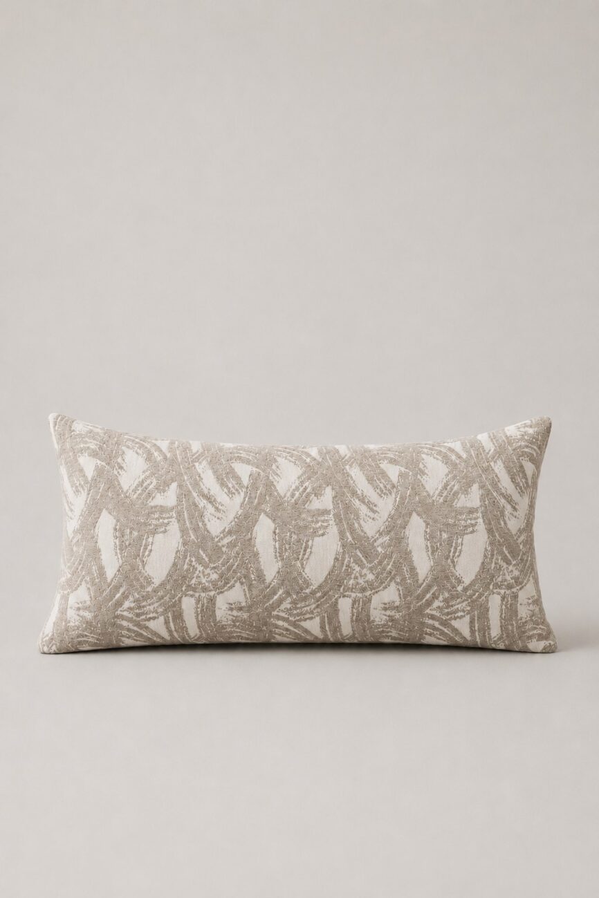 Alune Taupe Brushstroke Rectangle Cushion Cover