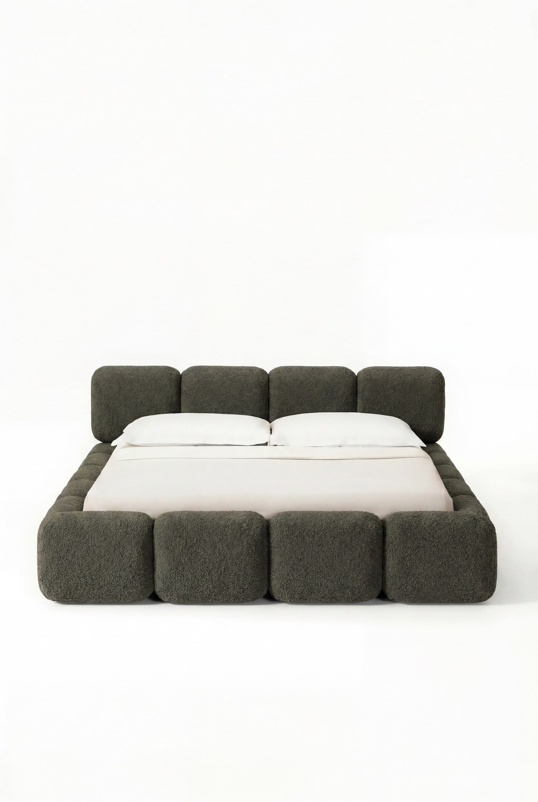 Olivara Olive Wood Upholstered Platform Bed - Image 2