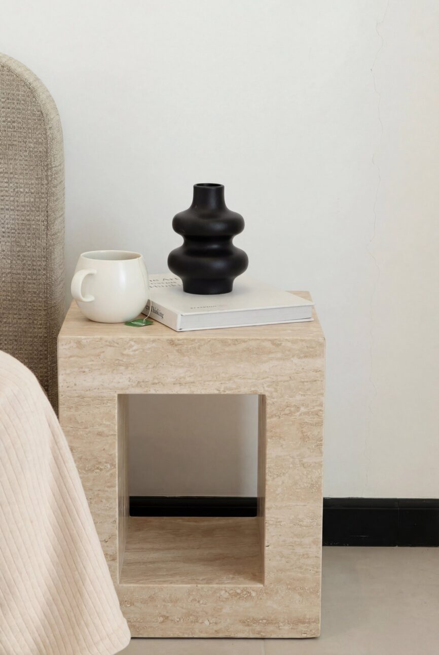 Anika Travertine Side Table