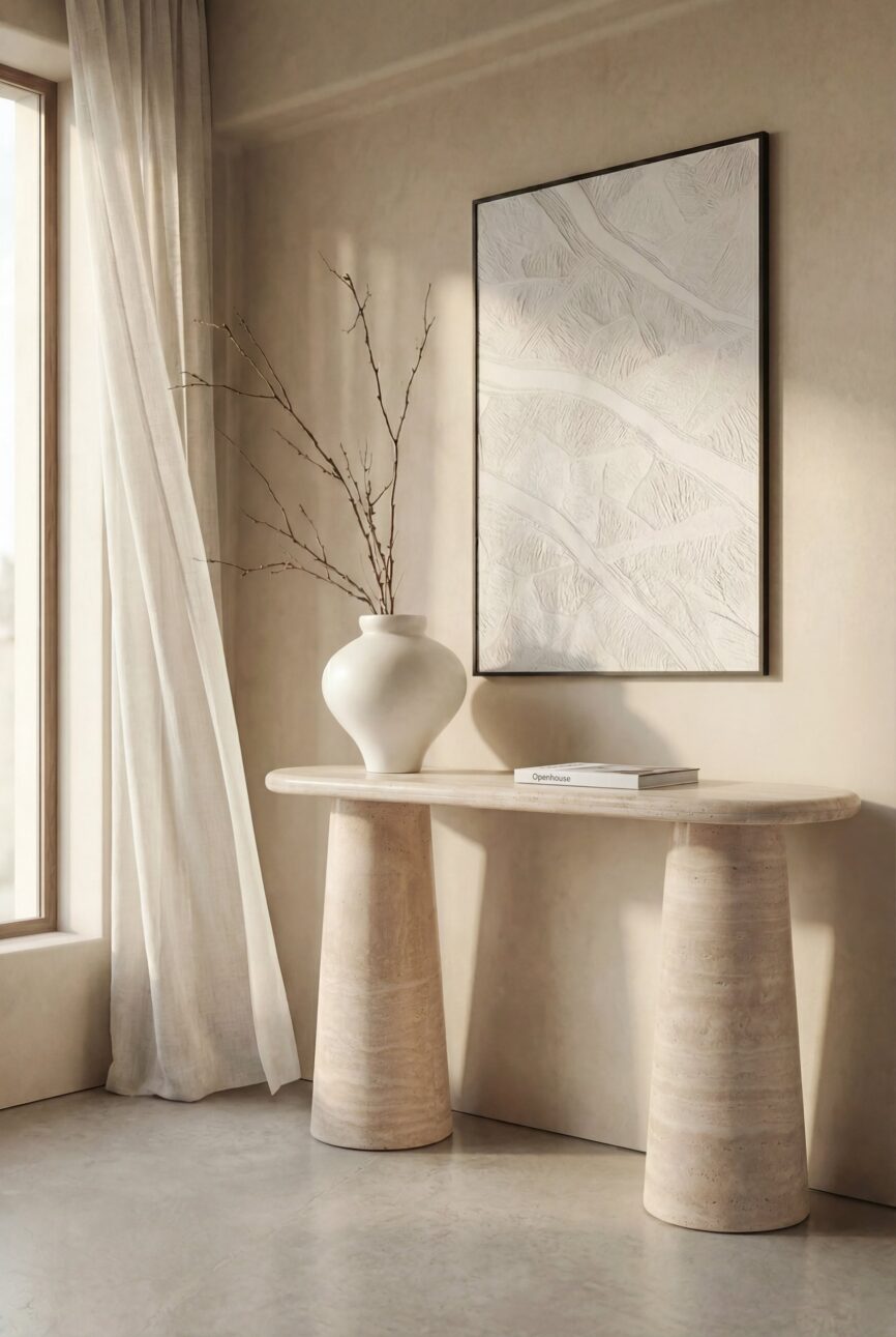 Alessia Travertine Console Table