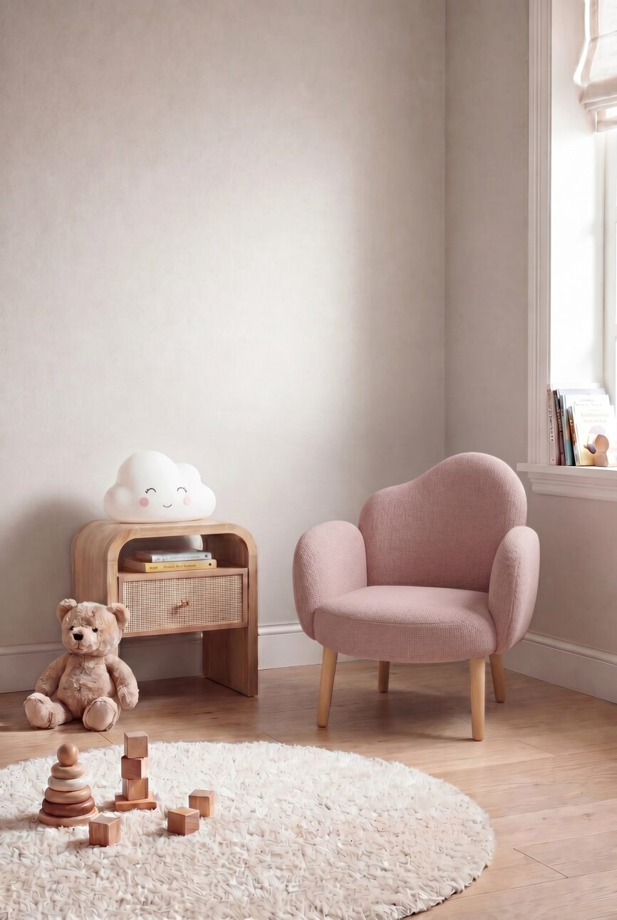 Arlisse Mink Blush Kids Lounge Chair