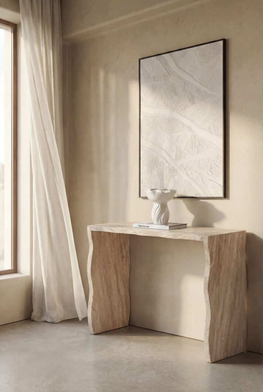 Adalynn Irregular Top & Legs Travertine Console Table