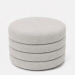 Sevil Warm Grey Layered Pouf Ottoman