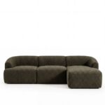 Sorena Olive Wood 3 Seater Chaise Sofa