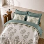 Renva Floral Light Green King Bed Sheet, Duvet Cover & Pillowcase Set