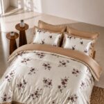 Tirren Light Brown King Bed Sheet, Duvet Cover & Pillowcase Set