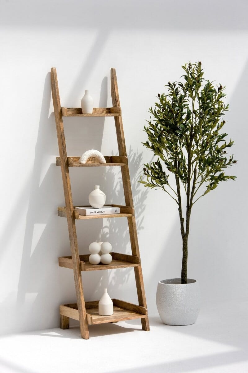 Jennifer Mango Wood Ladder Shelves - Image 3