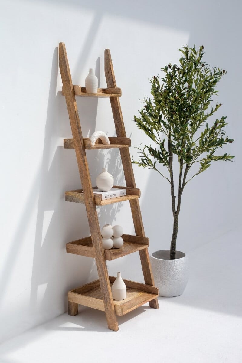 Jennifer Mango Wood Ladder Shelves - Image 6