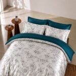 Lunet Dark Blue King Bed Sheet, Duvet Cover & Pillowcase Set