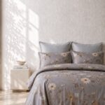 Grevia Grey Floral King Bed Sheet, Duvet Cover & Pillowcase Set