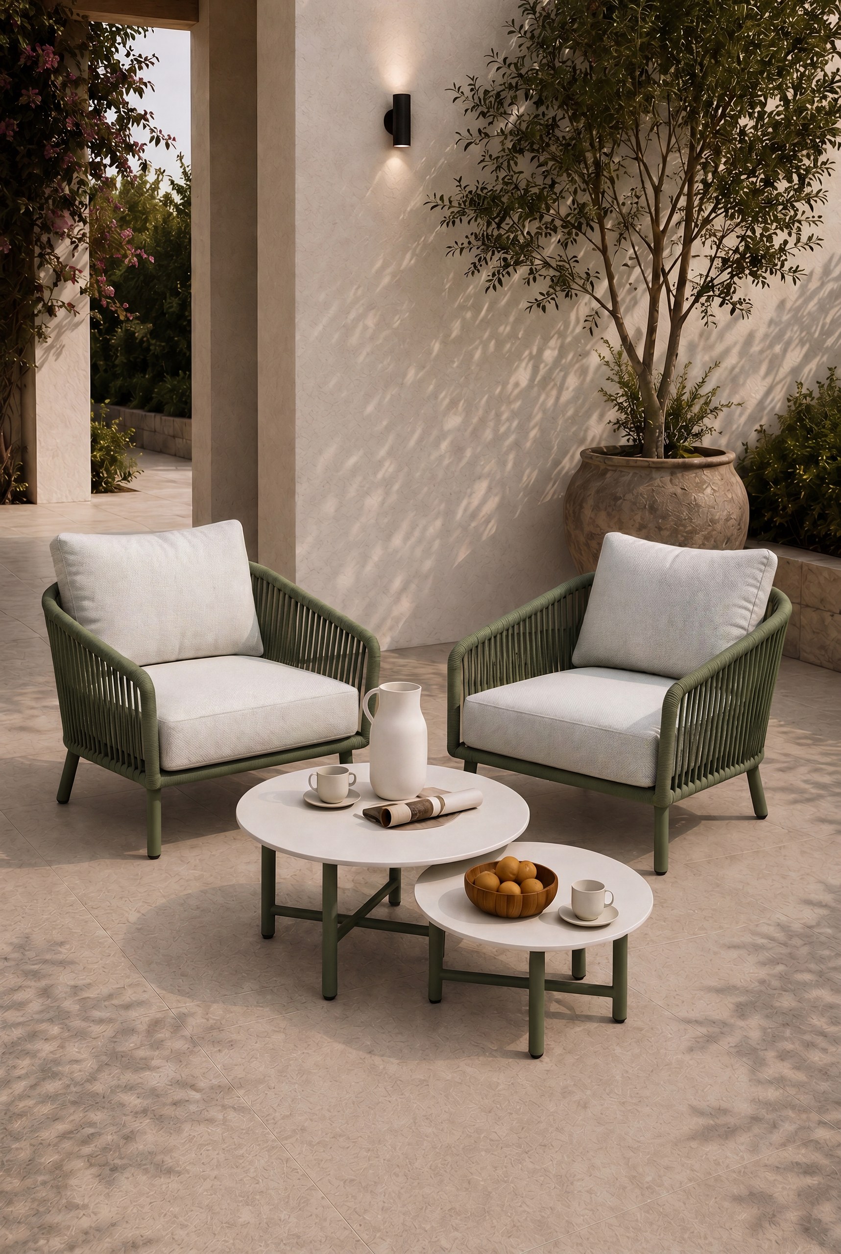 Serenza Sage Green Lounge Chair & Table Outdoor Set