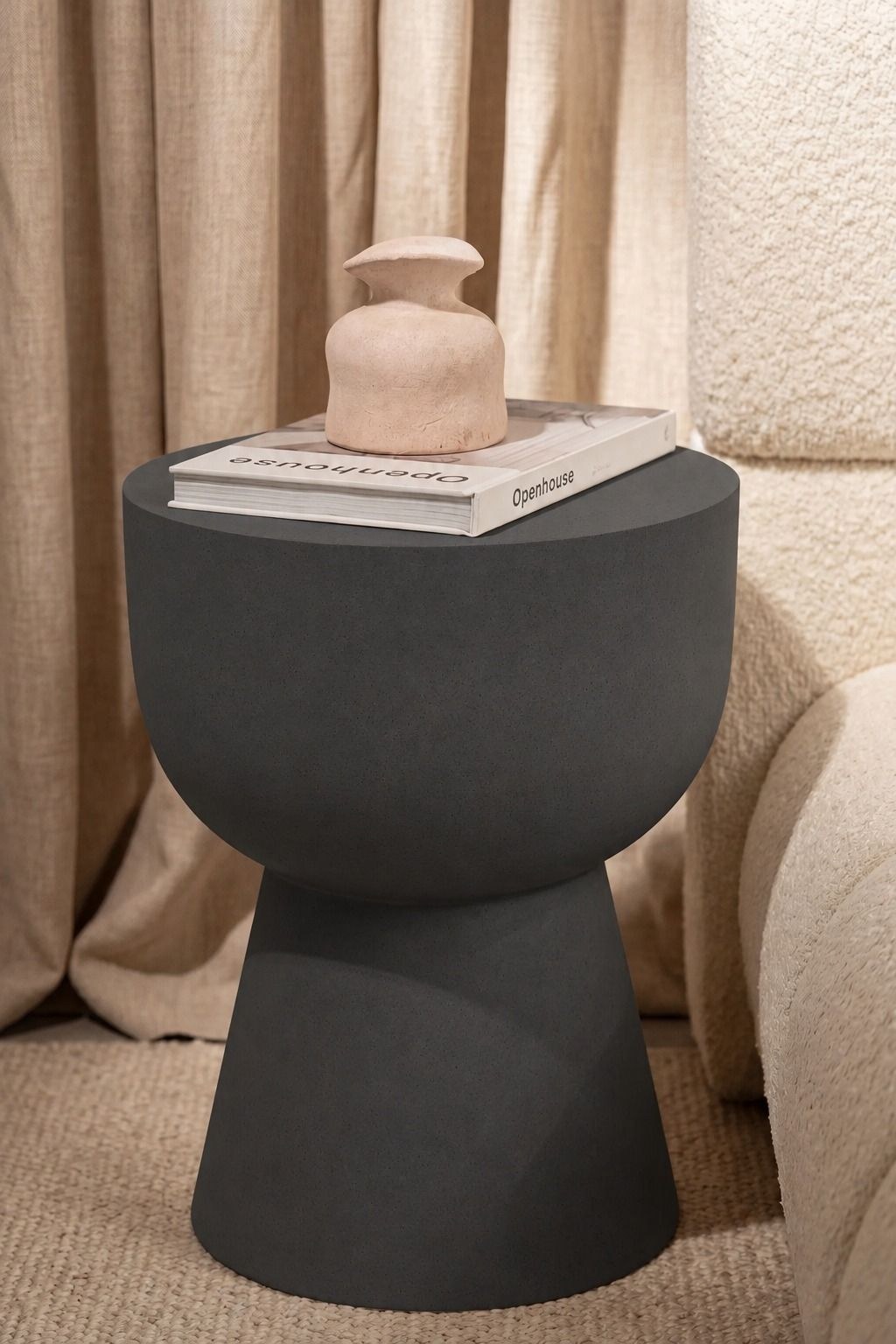 Hilary Midnight Grey Microconcrete Side Table