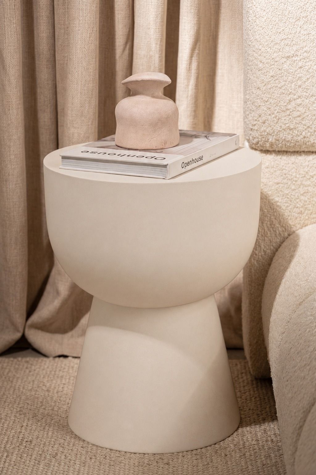 Hilary Light Beige Microconcrete Side Table