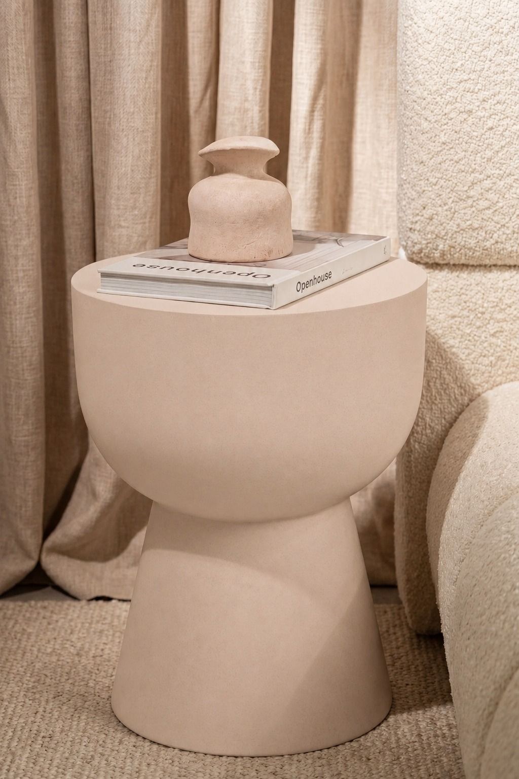 Hilary Ivory Cream Microconcrete Side Table