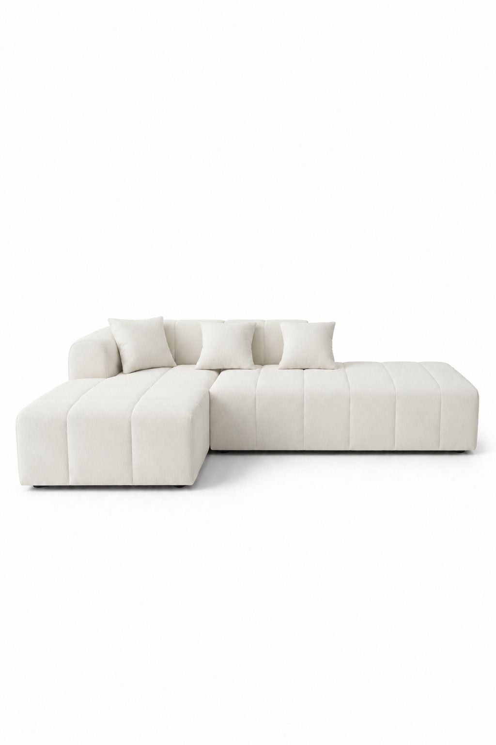 Sorelle Ivory 3 Seater Boucle L-Shape Sofa - Image 2