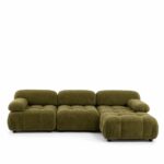 Nuvola Dusty Olive Velvet 3 Seater L-Shape Sofa