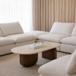 Selvaro Travertine Finish Marble Oval Coffee Table