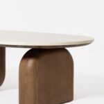 Selvaro Travertine Finish Marble Oval Coffee Table