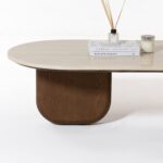 Selvaro Travertine Finish Marble Oval Coffee Table