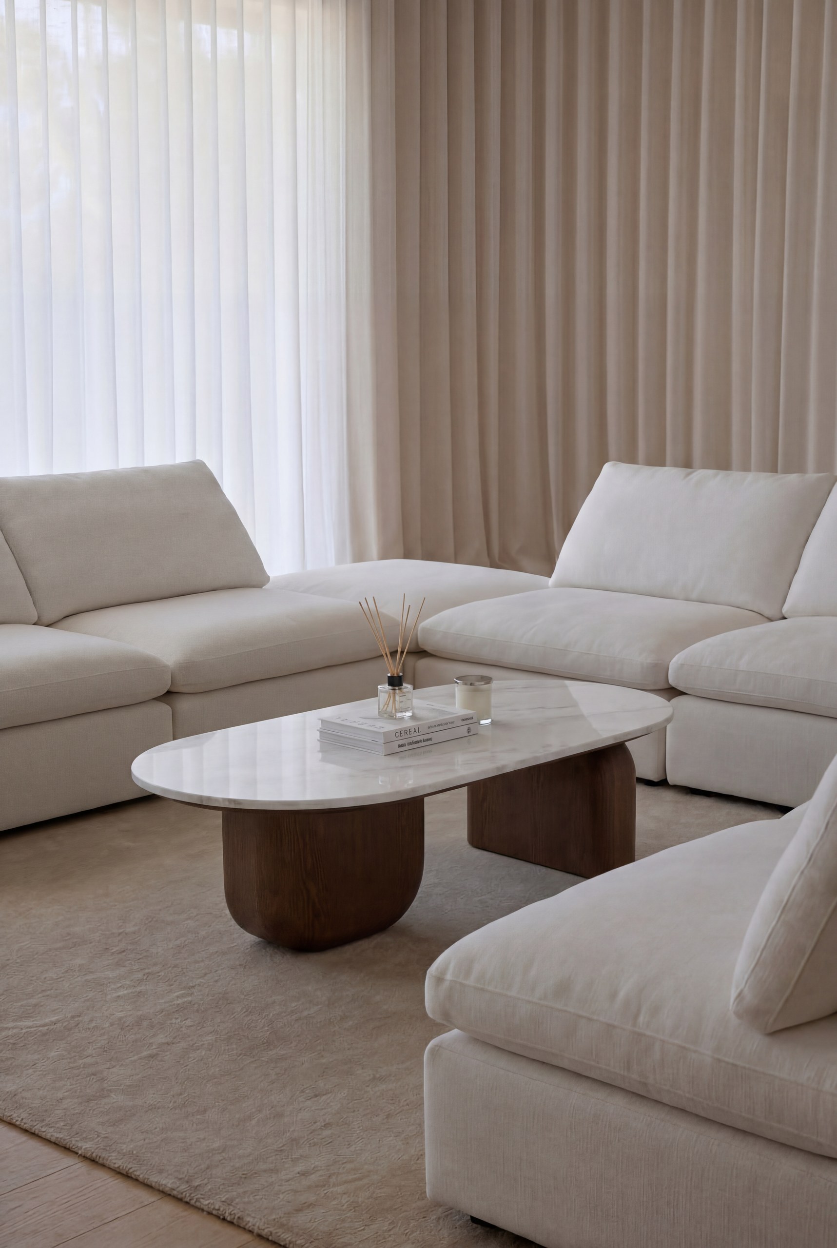 Selvaro Volakas Finish Marble Oval Coffee Table