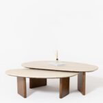 Morano Travertine Finish Marble Nesting Coffee Table