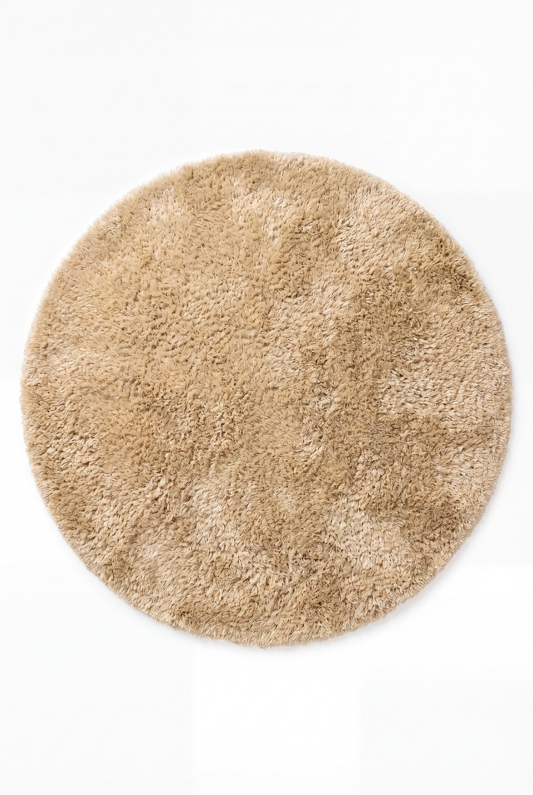 Maelis Sand Textured Shaggy Round Area Rug