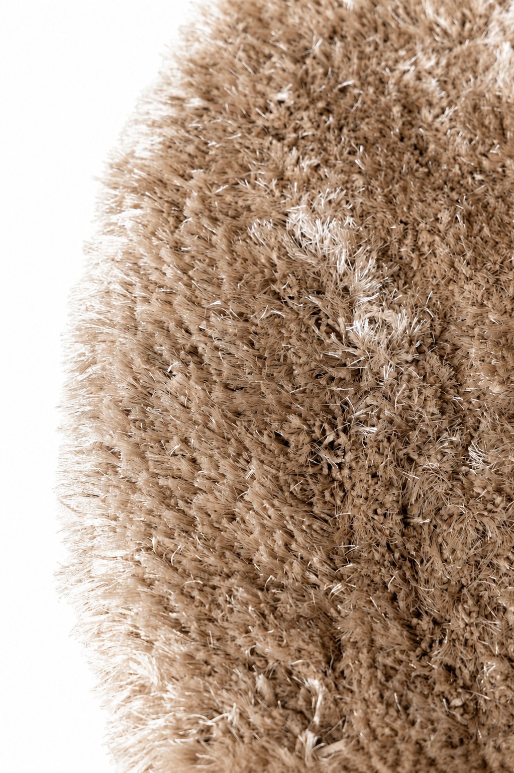 Elvani Taupe Brown Shaggy Round Area Rug - Image 2