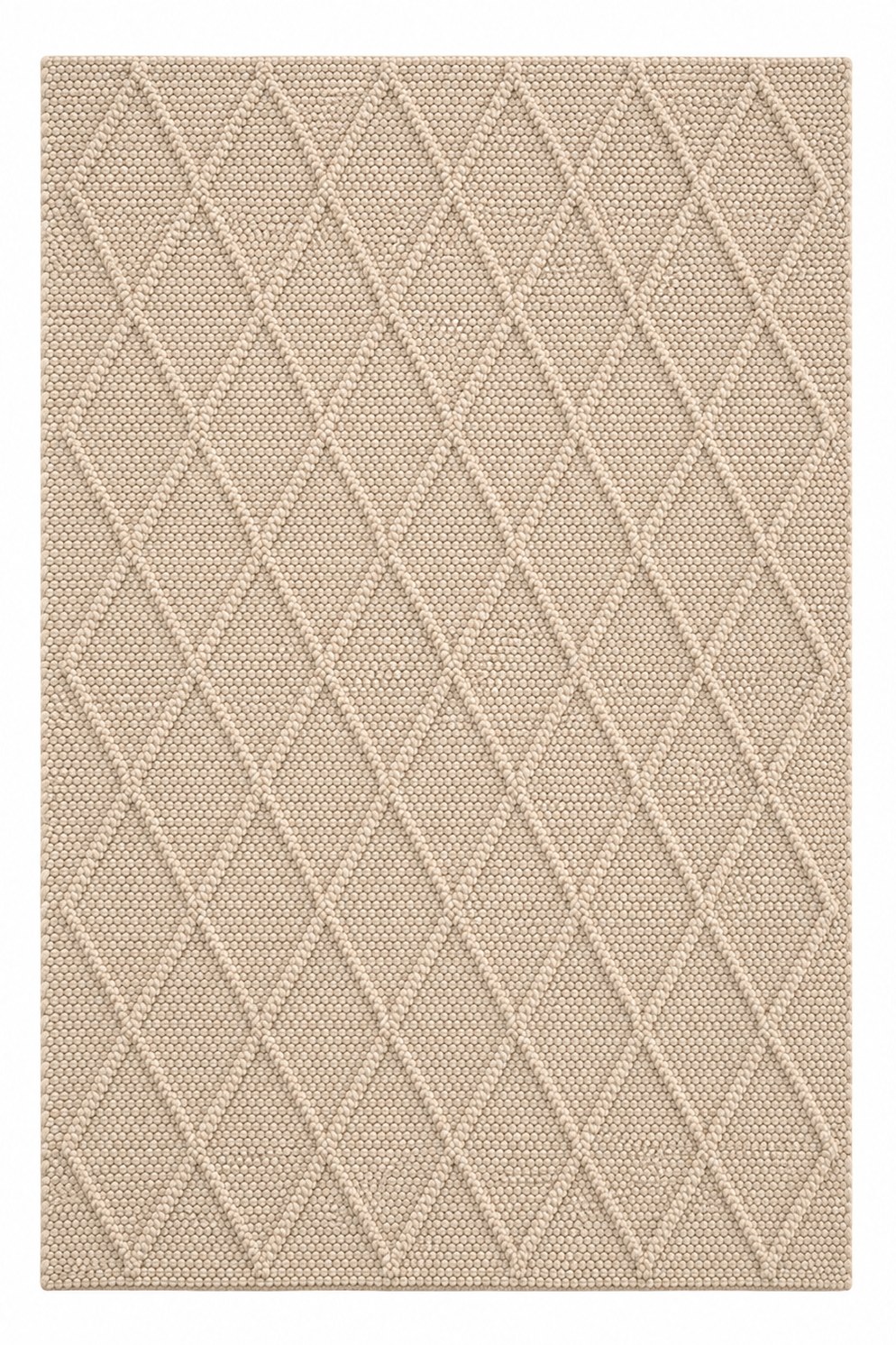 Lazren Beige Diagonal Woven Area Rug