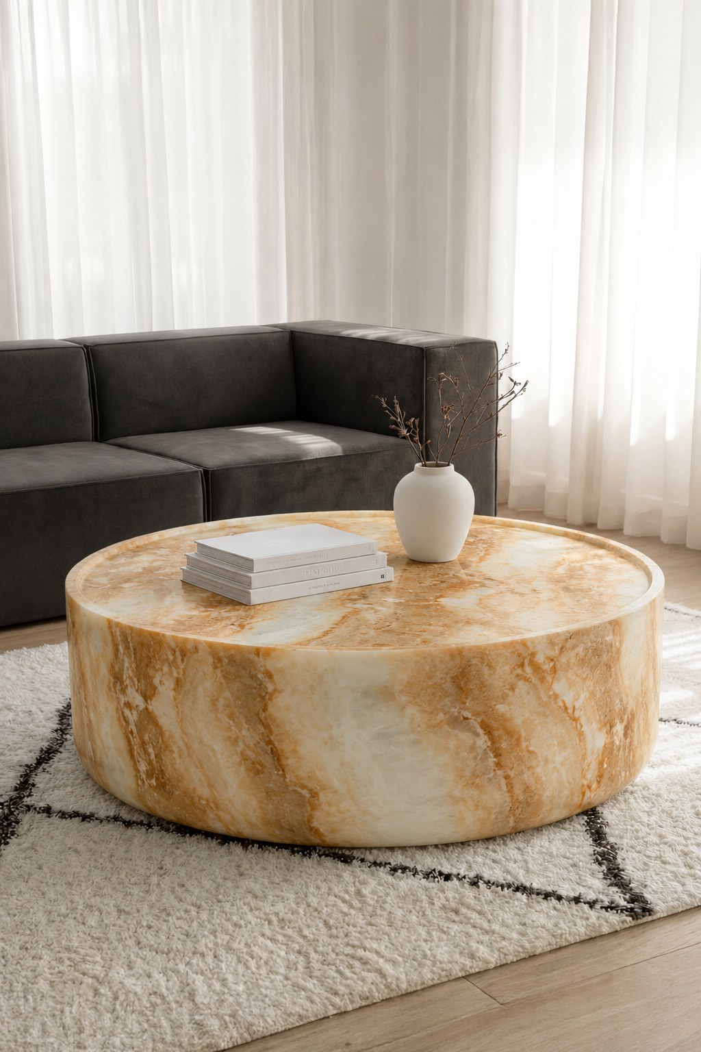 Alto Honey Onyx Finish Concrete Coffee Table