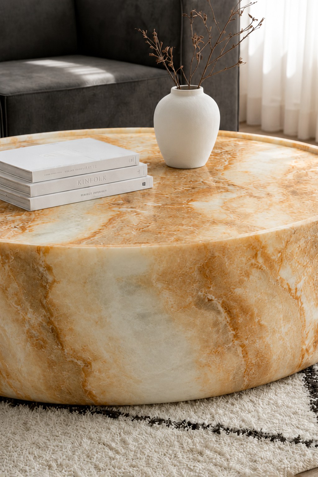 Alto Honey Onyx Finish Concrete Coffee Table - Image 2