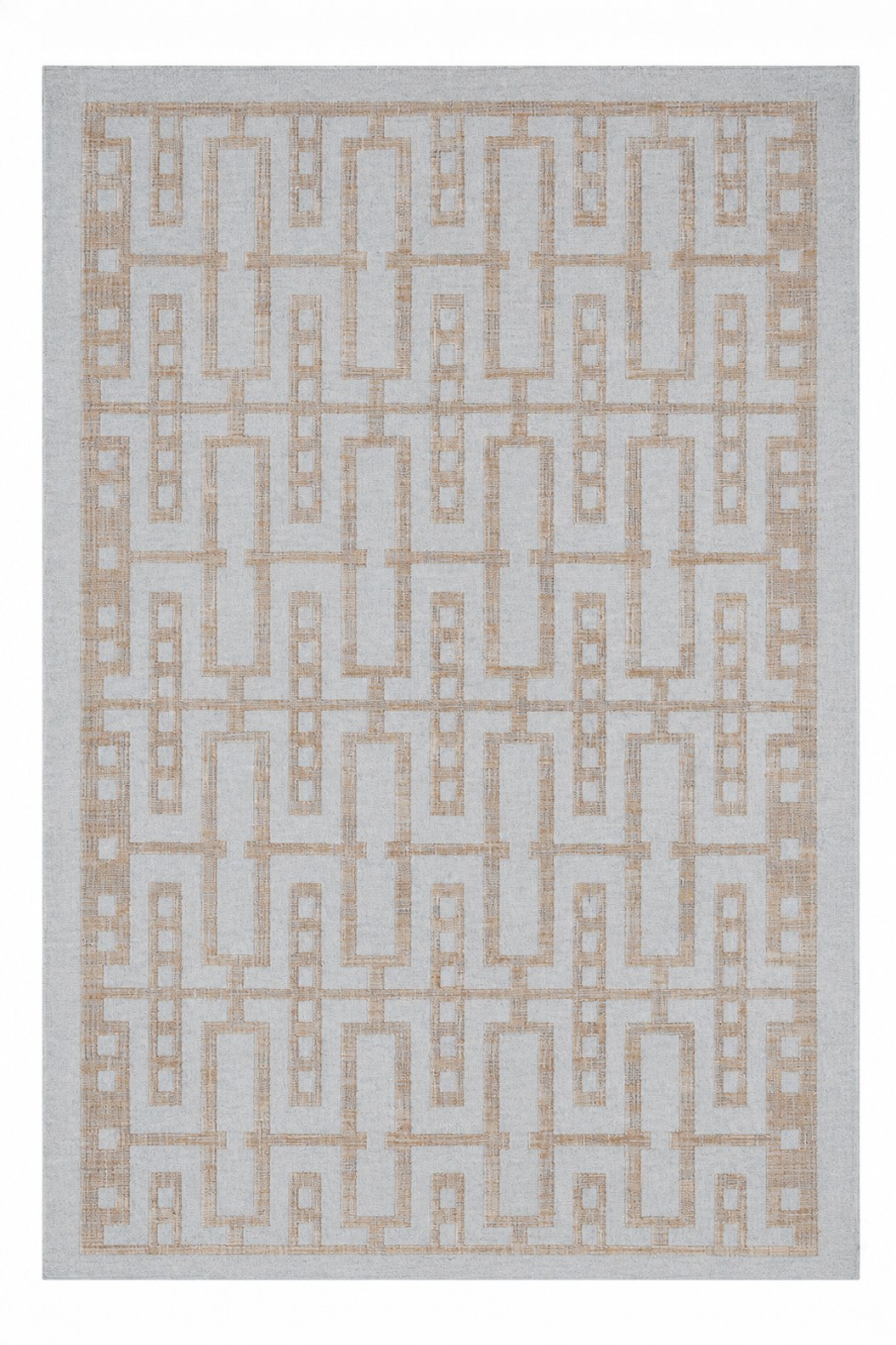 Mireza Blue Beige Geometric Woven Area Rug