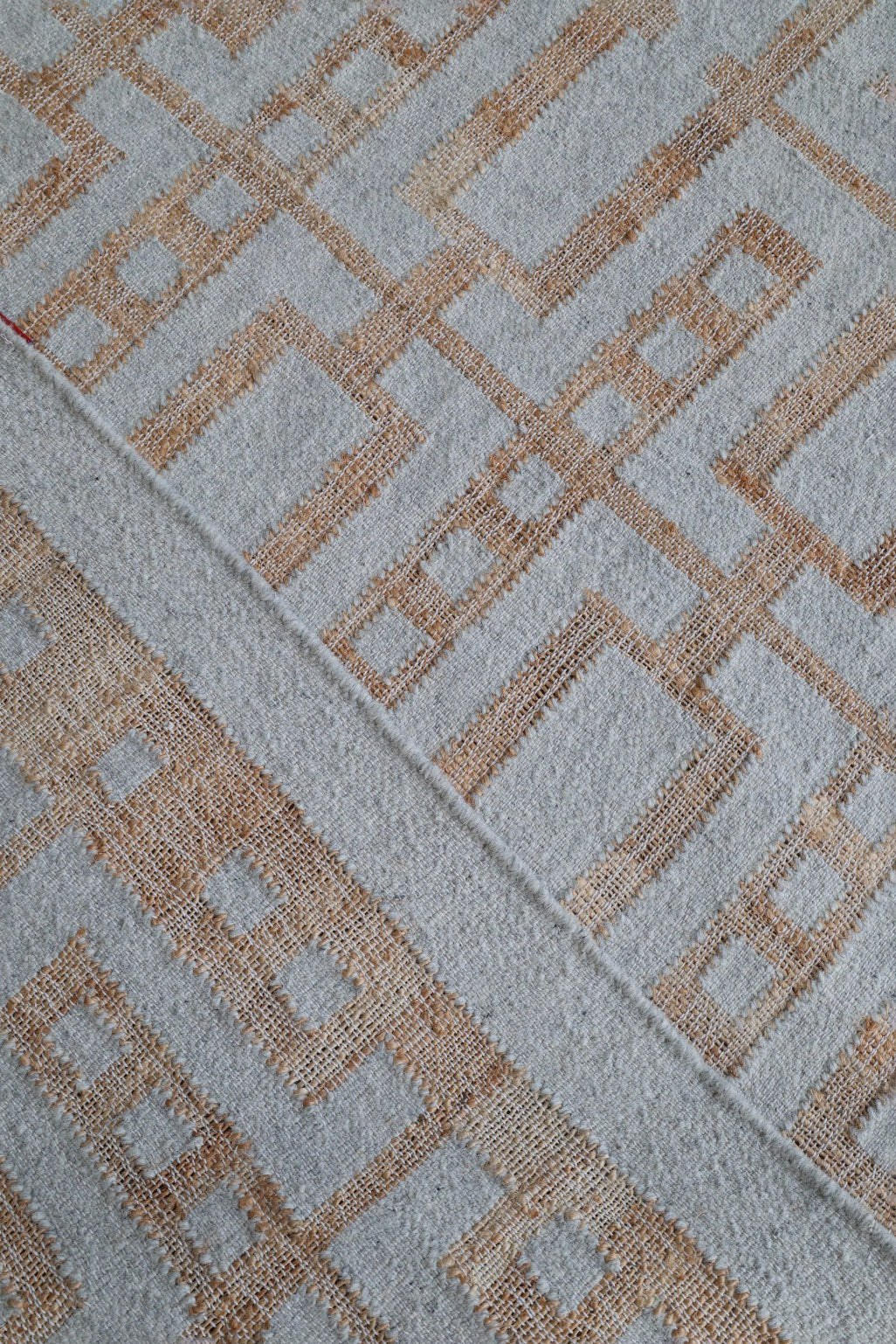 Mireza Blue Beige Geometric Woven Area Rug - Image 2