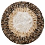 Ardano Round Brown Ivory Starburst Leather Area Rug