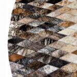 Ardano Round Brown Ivory Starburst Leather Area Rug