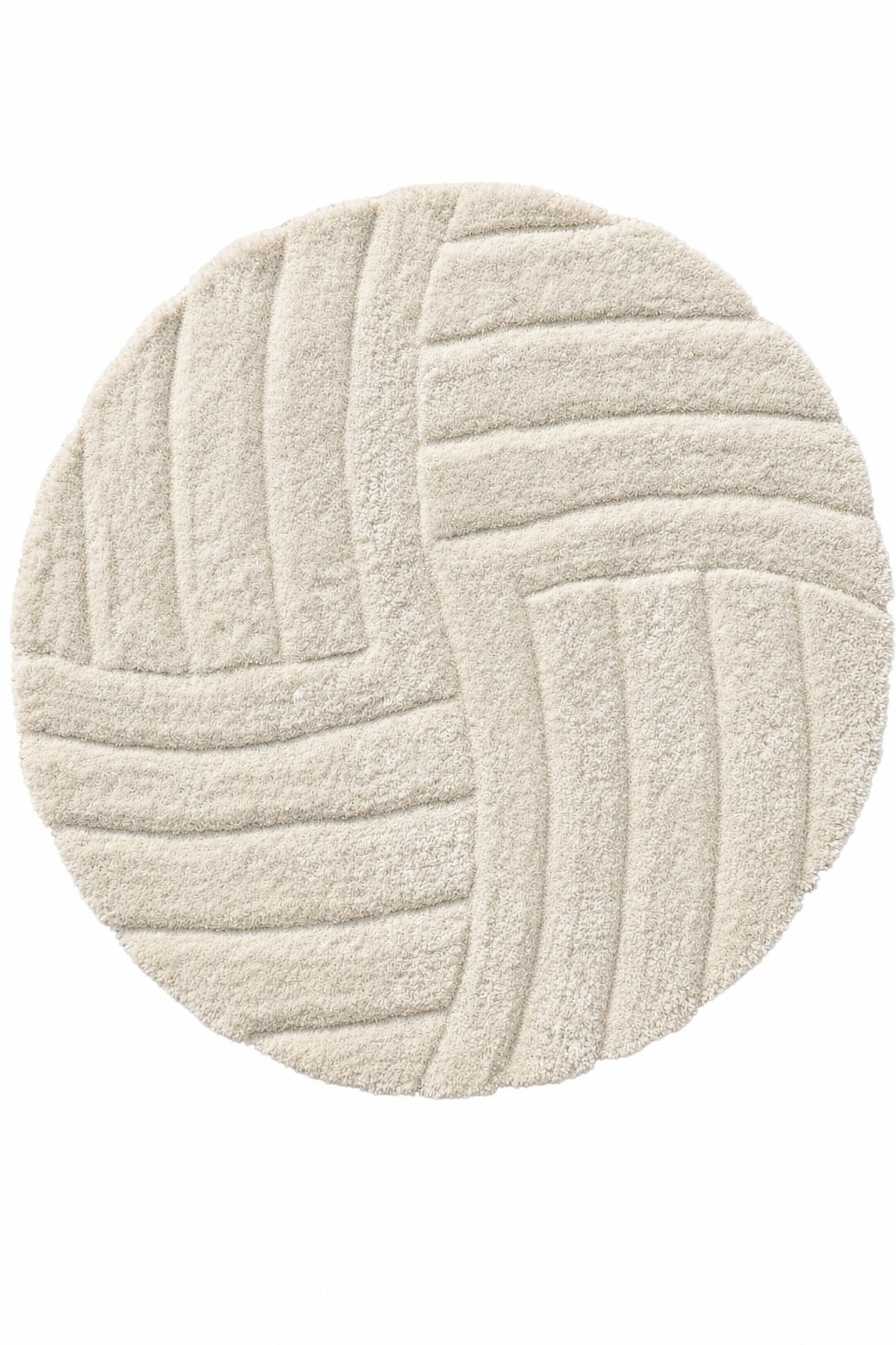 Yalora Round Ivory Abstract Shaggy Area Rug